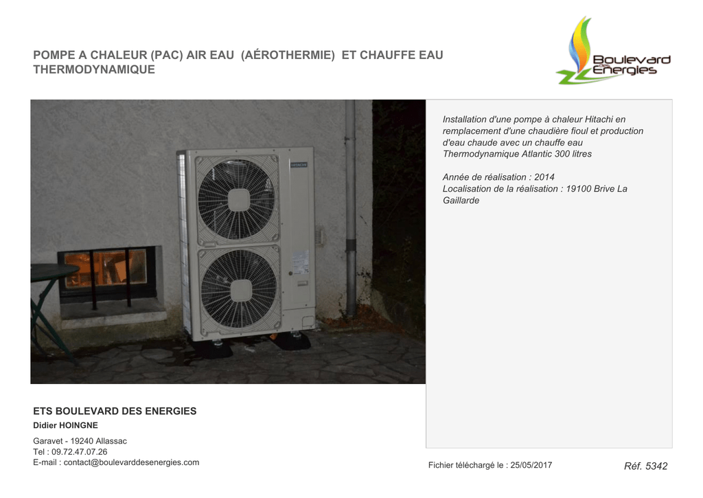 Installation d'une pompe à chaleur thermodynamique atlantic