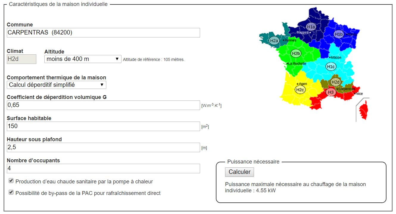 Calcul puissance pompe a chaleur