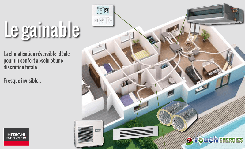 Climatiseur pompe a chaleur air air gainable