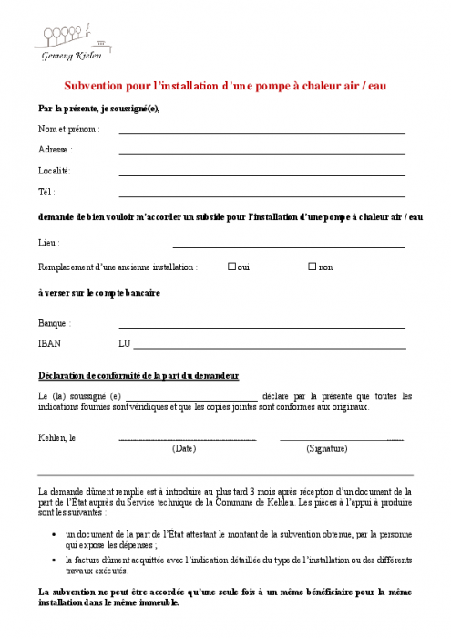 Subvention pour pompe a chaleur air eau
