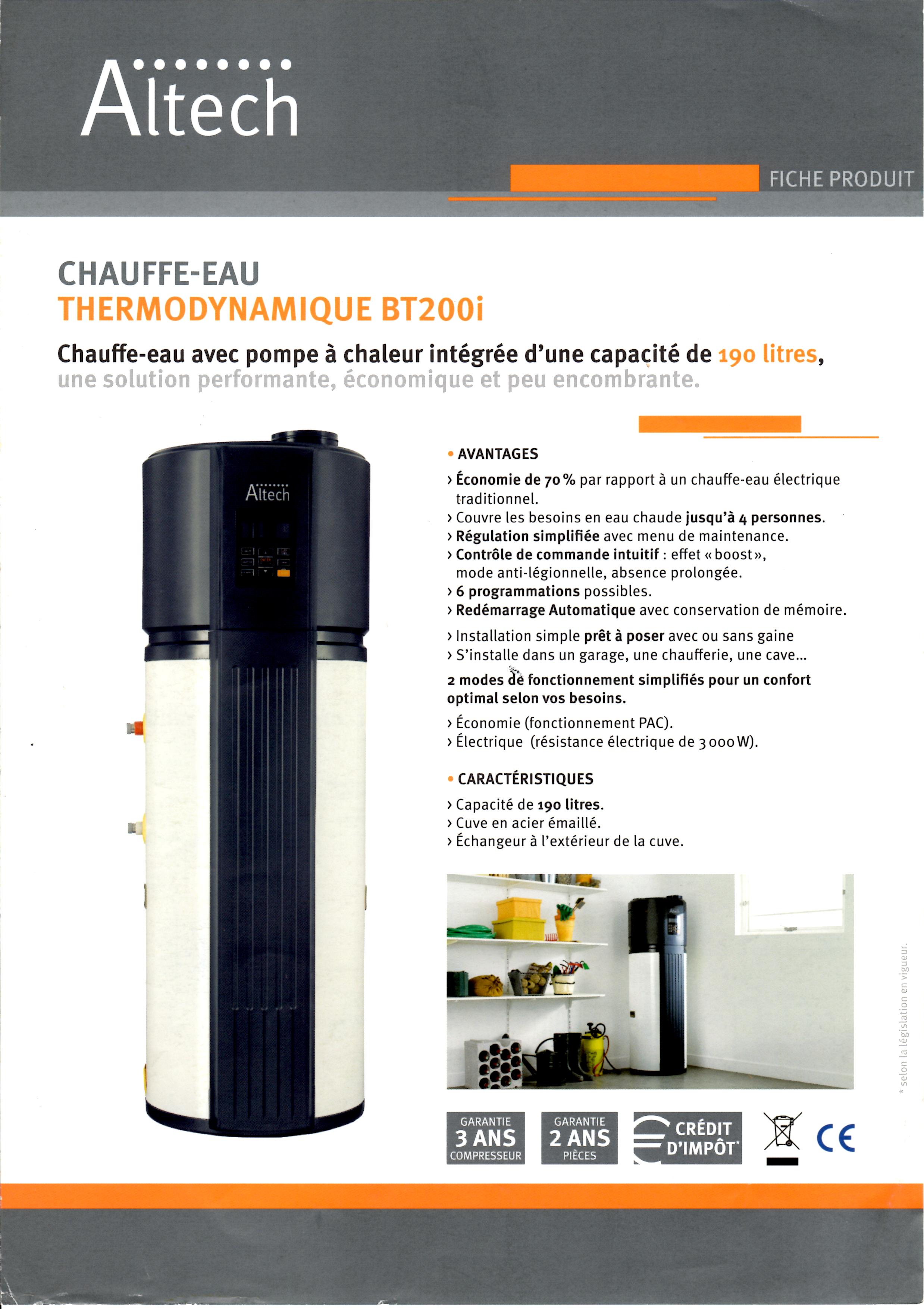 Ballon thermodynamique pour pompe a chaleur