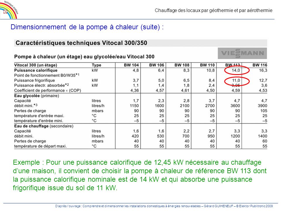 Calcul puissance pompe a chaleur geothermie