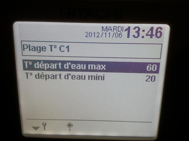 Reglage pompe a chaleur hitachi air eau