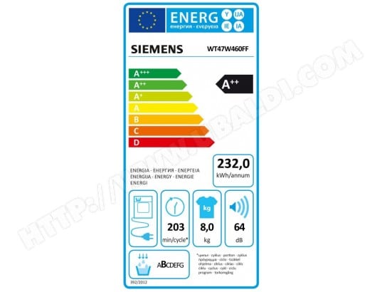 Seche linge pompe a chaleur siemens wt47w460ff