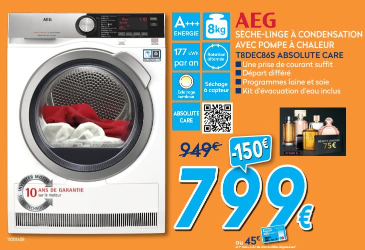 Sèche linge à condensation avec pompe à chaleur