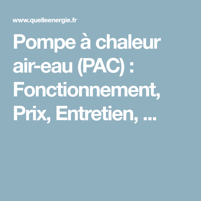 Cout entretien pompe à chaleur air air
