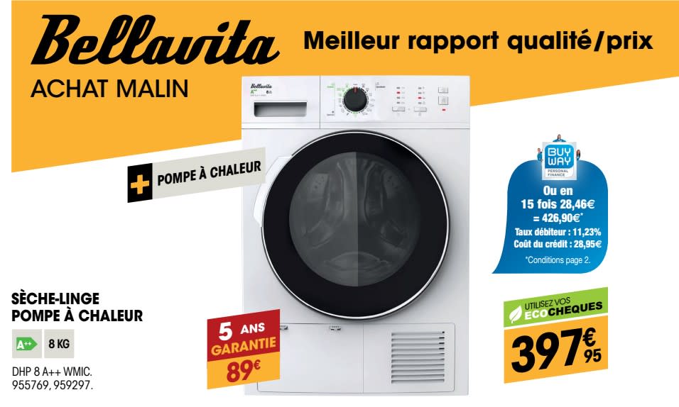 Seche linge pompe a chaleur bellavita