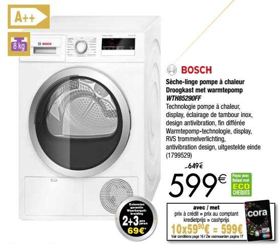 Sèche-linge pompe à chaleur bosch wth 85290ff 8kg