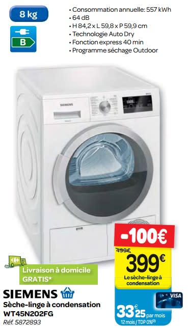 Seche linge condensation pompe a chaleur carrefour