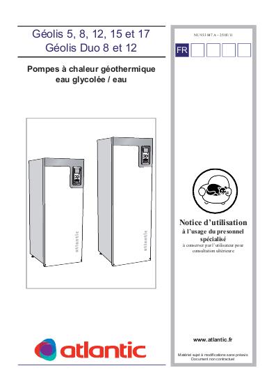 Pompe a chaleur atlantic geolis 15