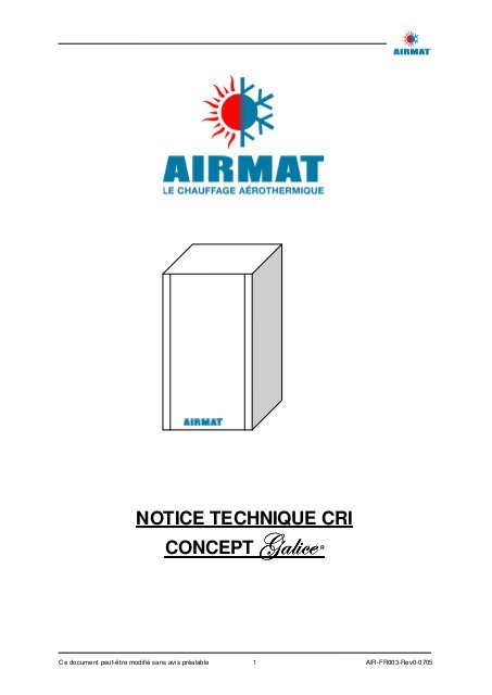 Notice pompe a chaleur daikin airmat