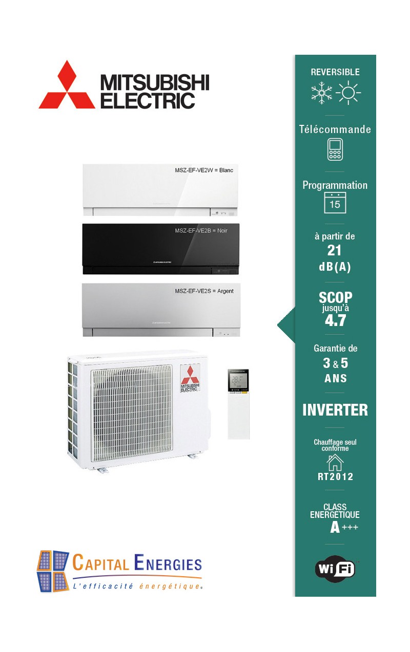 Pompe a chaleur reversible mitsubishi
