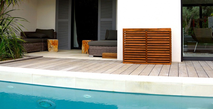 Cache pompe a chaleur piscine