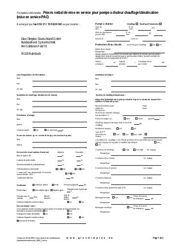 Fiche de maintenance pompe a chaleur
