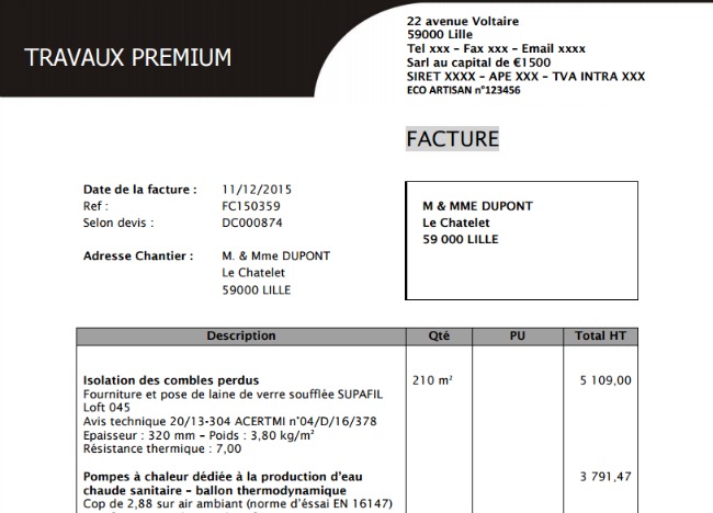 Devis pour une pompe a chaleur