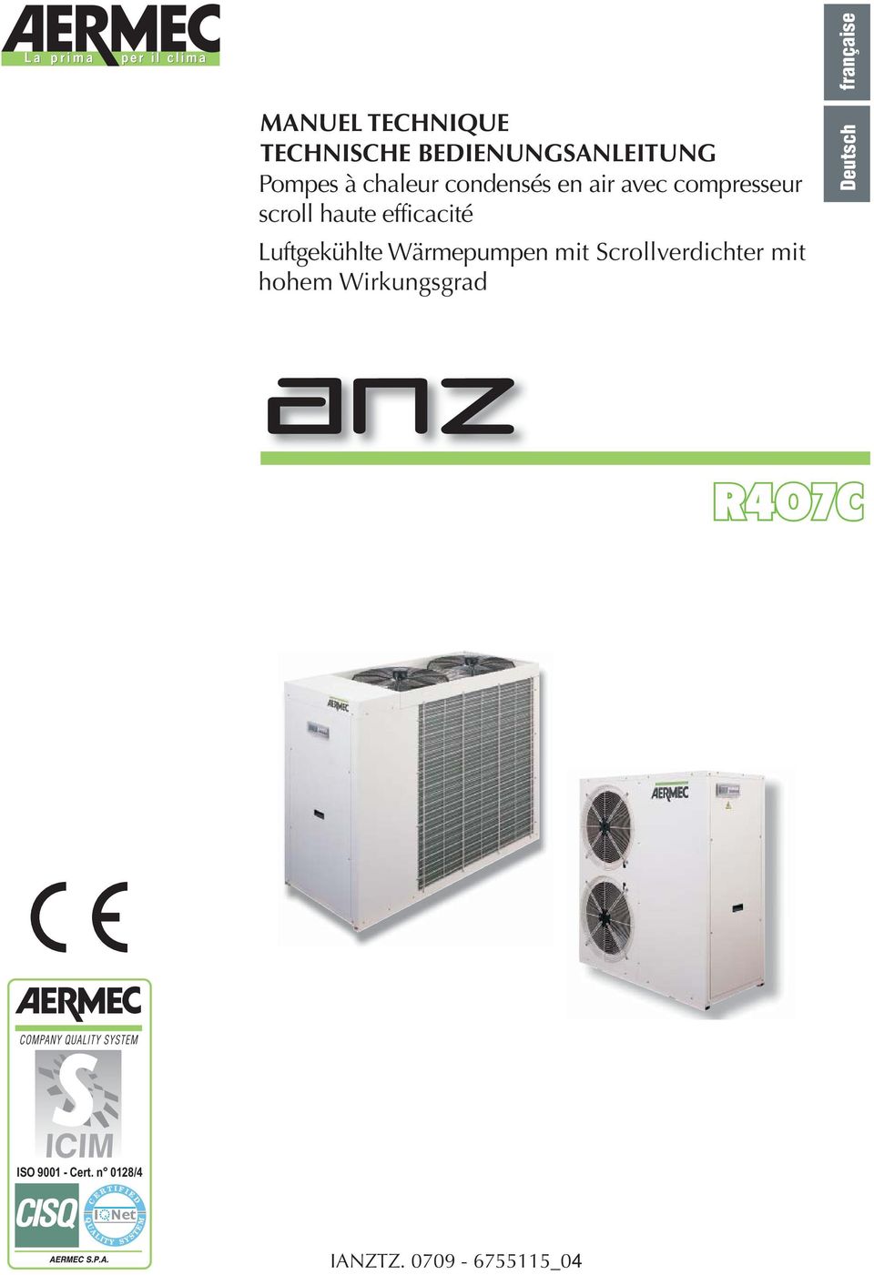 Pompe a chaleur aermec anz