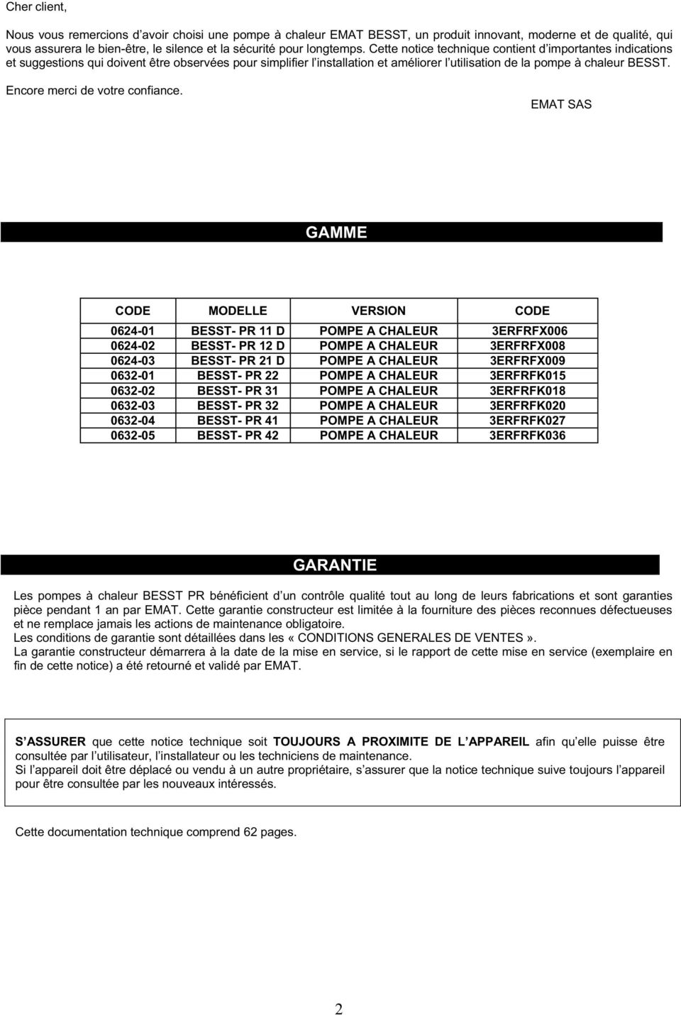Document technique pompe a chaleur