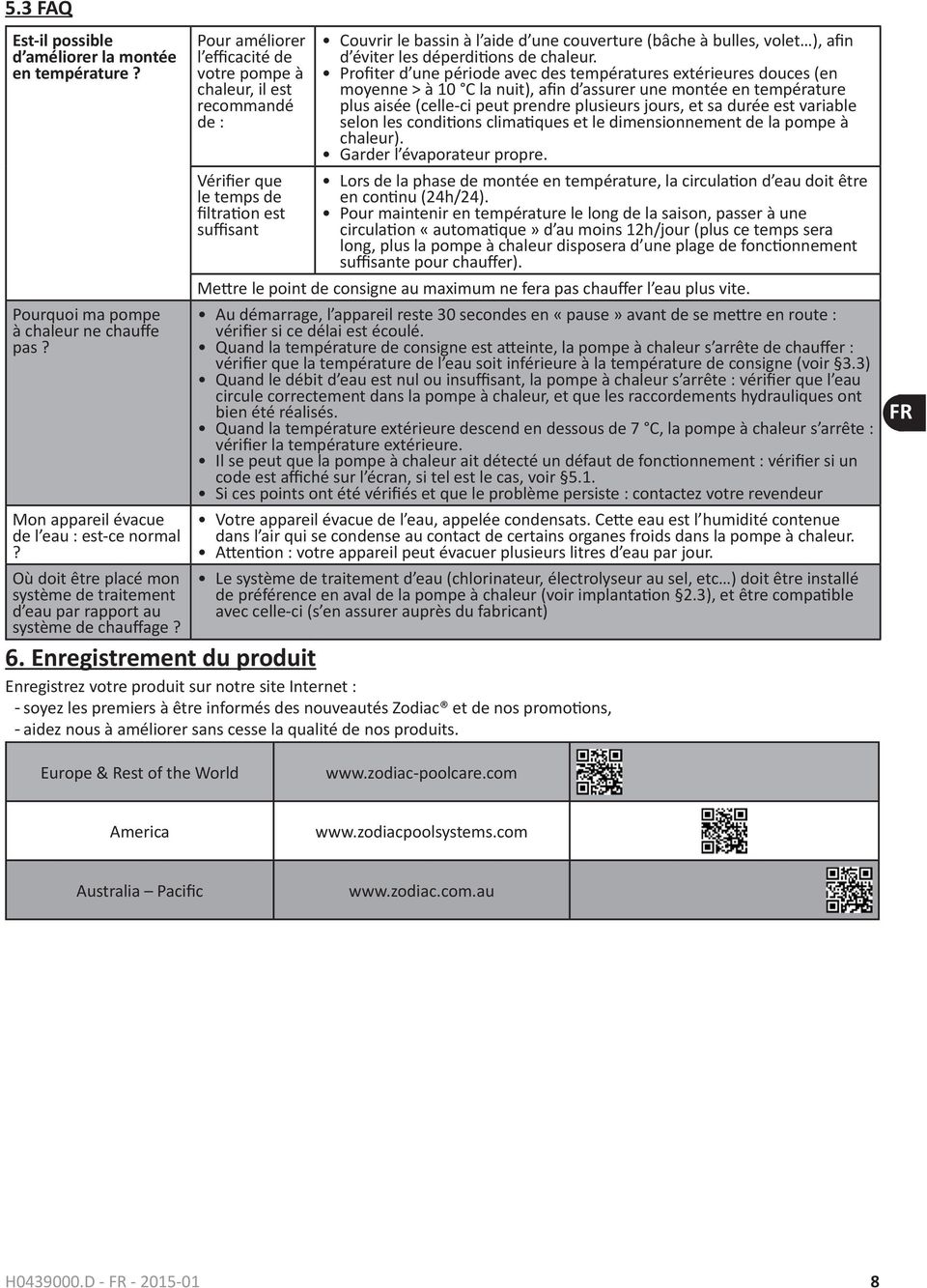 Pompe a chaleur zodiac erreur 03