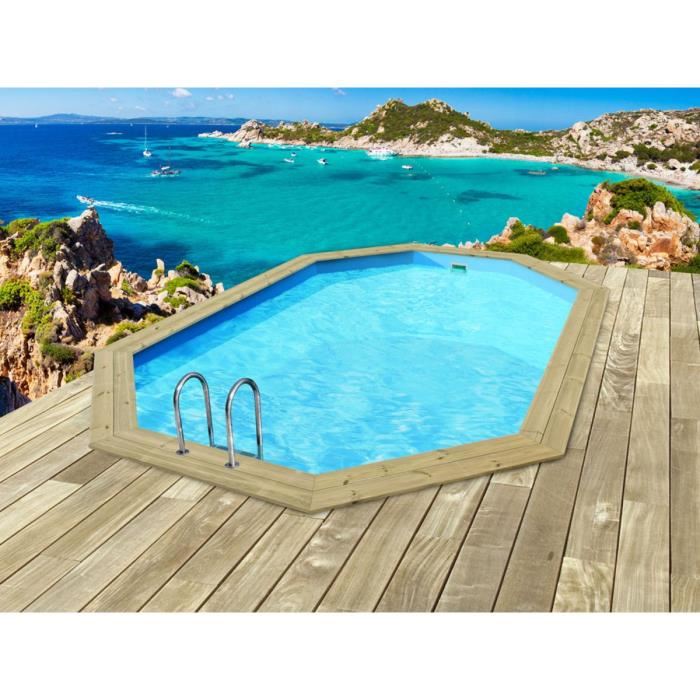 Piscine bois palma - 7.57 x 4.07 x 1.31 m + pompe à chaleur 5 kw/45 m3