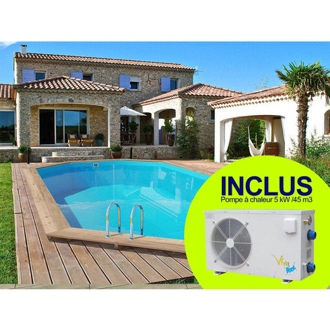 Piscine bois hawai - 4.10 x 1.20 m + pompe à chaleur 3.5 kw