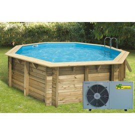 Piscine bois hexagonale 1 m avec pompe à chaleur