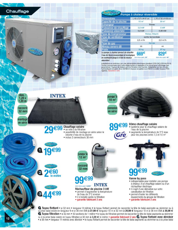 Pompe a chaleur pour piscine intex