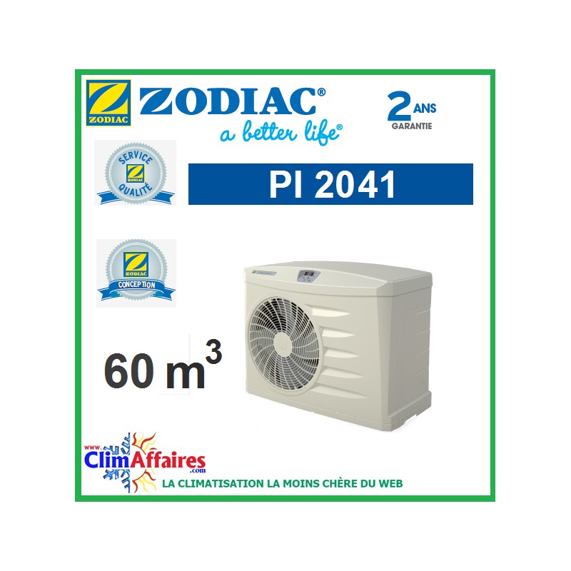Pompe a chaleur piscine 60m3 zodiac power 9 kw