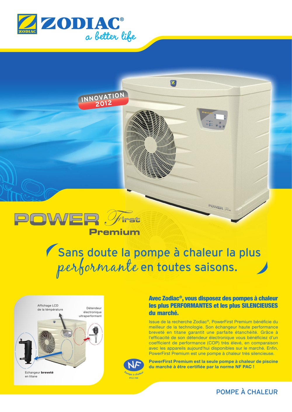 Pompe a chaleur zodiac first premium
