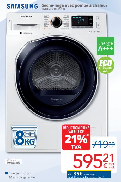 Promotion sèche linge pompe à chaleur