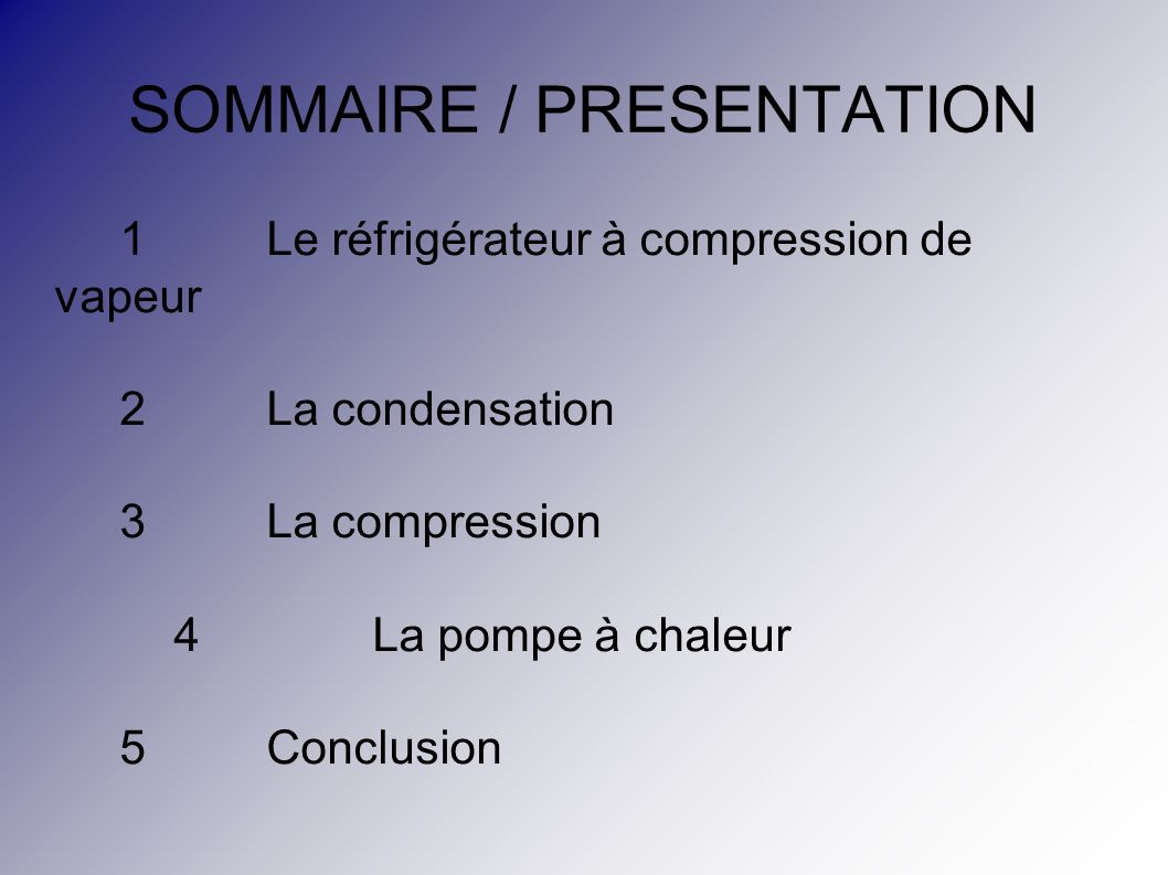 Pompe a chaleur a compression de vapeur