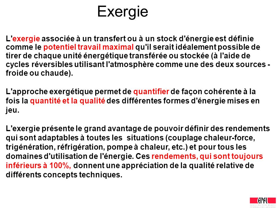 Exergie pompe a chaleur
